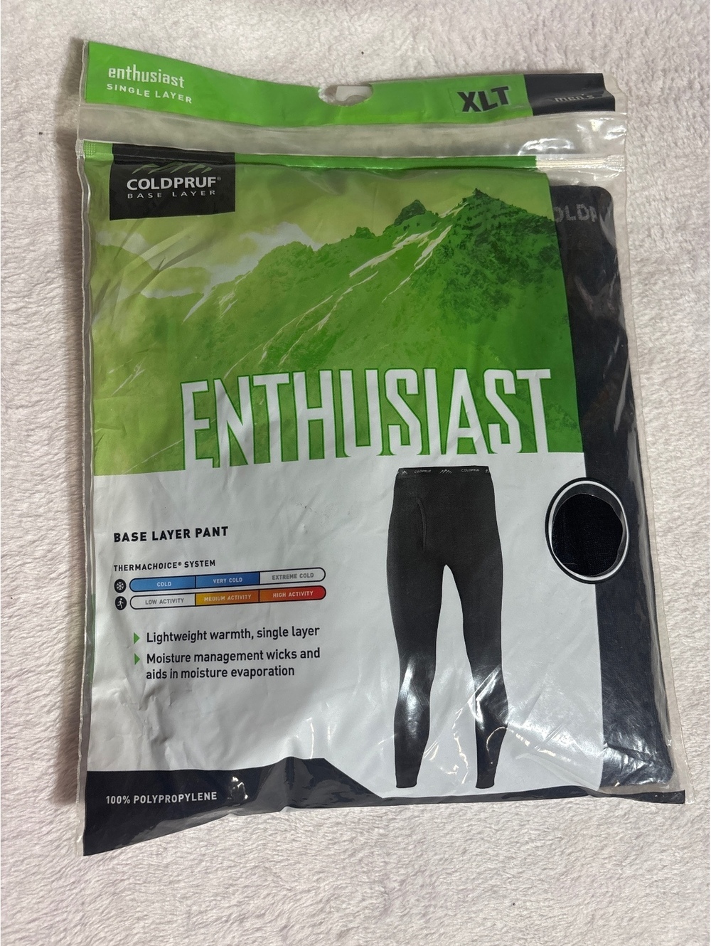 ColdPruf Enthusiast Men's Base Layer Pant XL Tall Black 100% Polypropylene